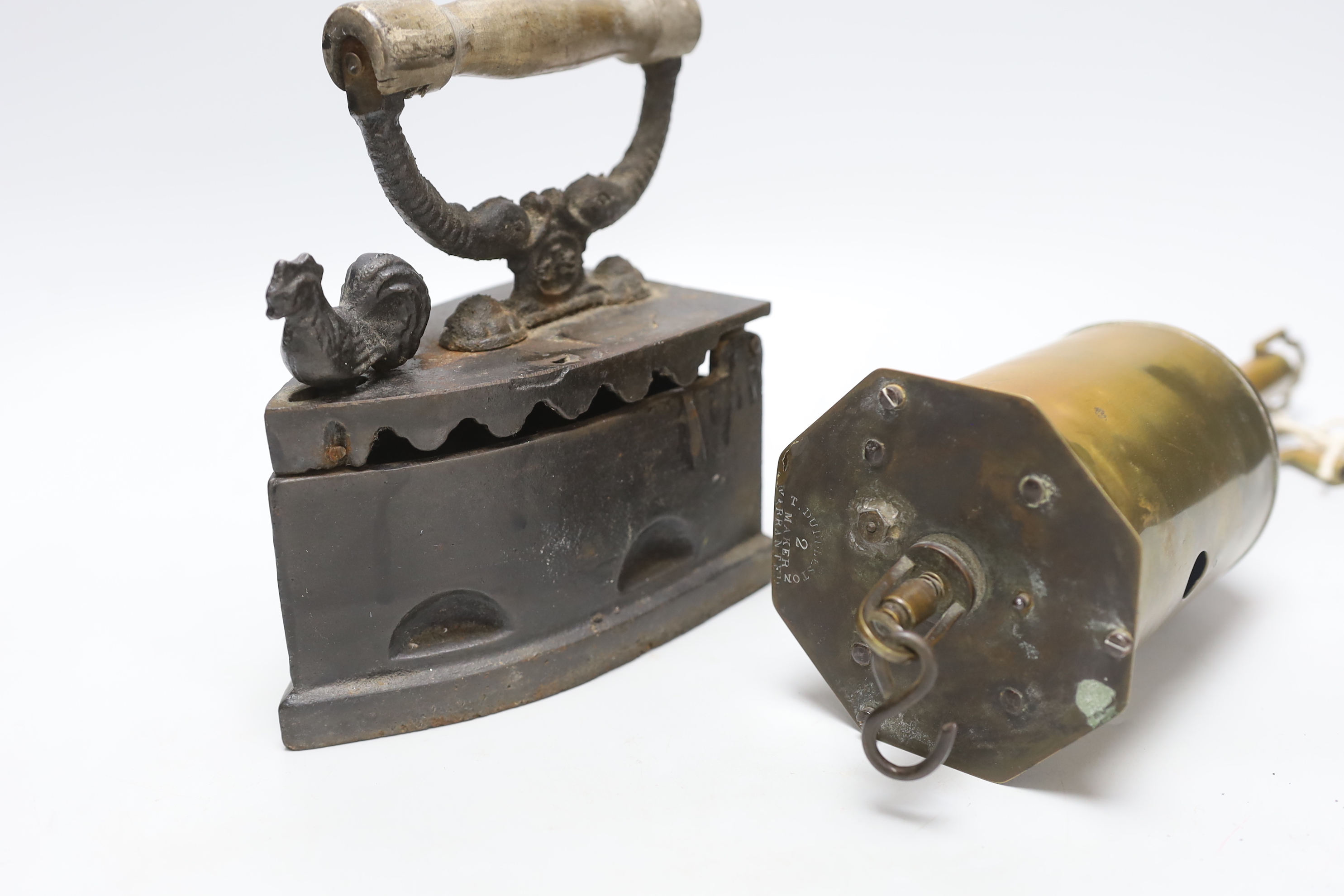 An early iron and a 'meat jack' with key
